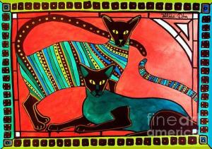 Sold The Legend of the Siamese Whimsical Cat Painting by Dora Hathazi Mendes